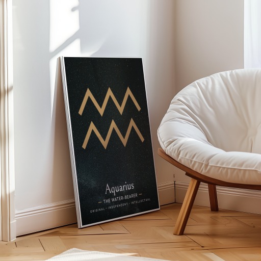 Aquarius in Simple Sharp Print - Custom Zodiac Sign Poster 9