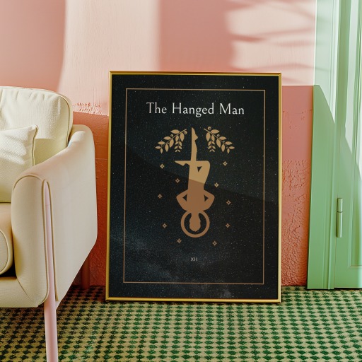 The Hanged Man in Block Print - Custom Tarot Card Poster 10