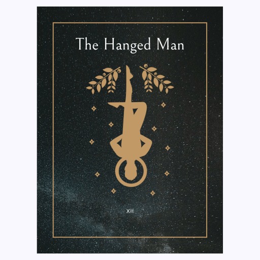 The Hanged Man in Block Print - Custom Tarot Card Poster 6
