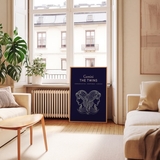 Gemini in Fine Line Print - Custom Zodiac Sign Poster 9