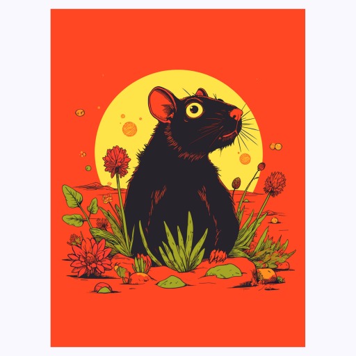 Rat in Vibrant Grunge Print - Custom Chinese Zodiac Poster 6