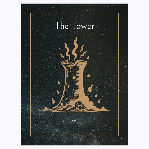 The Tower in Block Print - Custom Tarot Card Poster 6