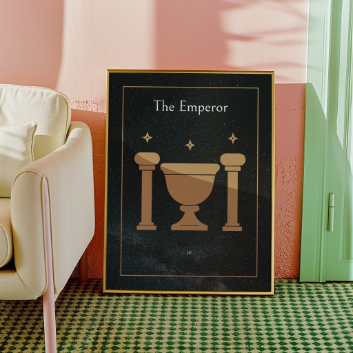 The Emperor in Block Print - Custom Tarot Card Poster 10