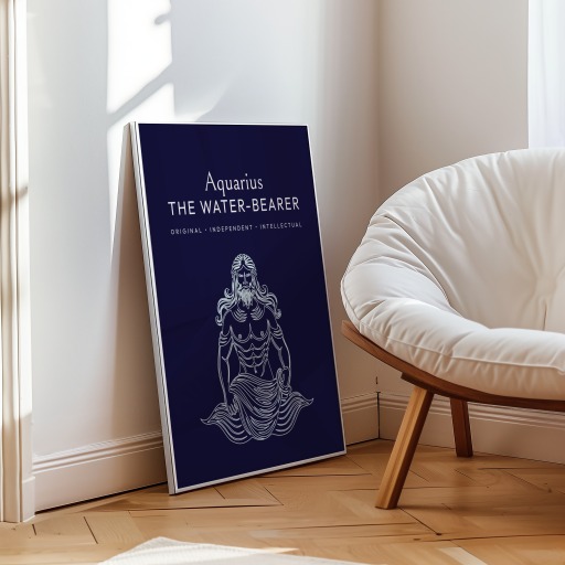 Aquarius in Fine Line Print - Custom Zodiac Sign Poster 10