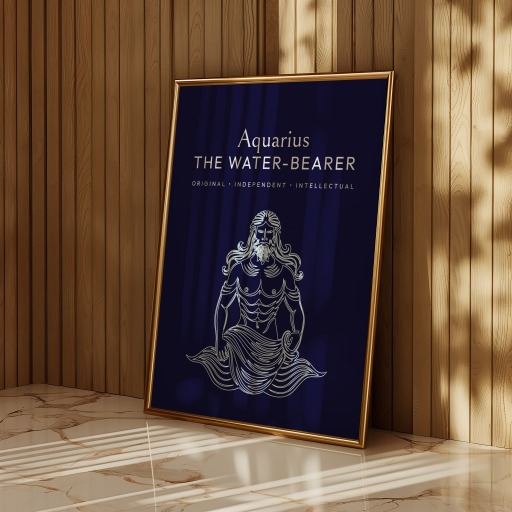 Aquarius in Fine Line Print - Custom Zodiac Sign Poster 11