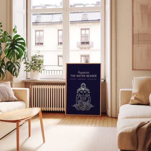 Aquarius in Fine Line Print - Custom Zodiac Sign Poster 9