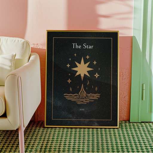 The Star in Block Print - Custom Tarot Card Poster 10