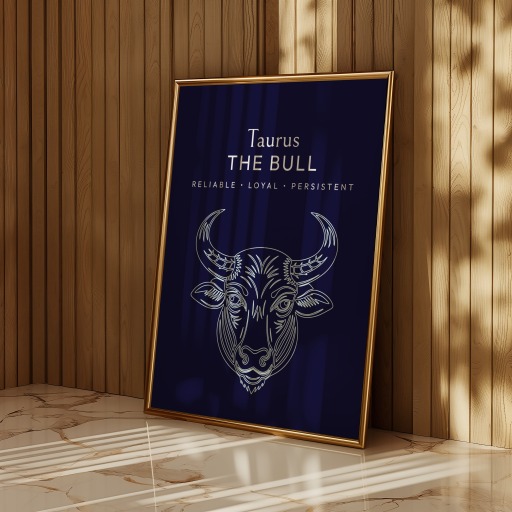 Taurus in Fine Line Print - Custom Zodiac Sign Poster 11