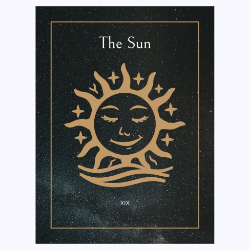 The Sun in Block Print - Custom Tarot Card Poster 6