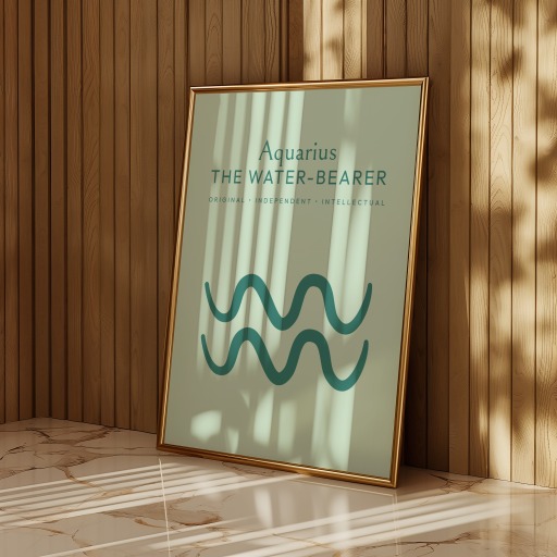 Aquarius in Wavy Paintbrush Print - Custom Zodiac Sign Poster 11