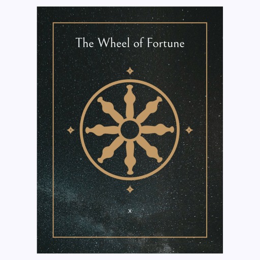 The Wheel of Fortune in Block Print - Custom Tarot Card Poster 6