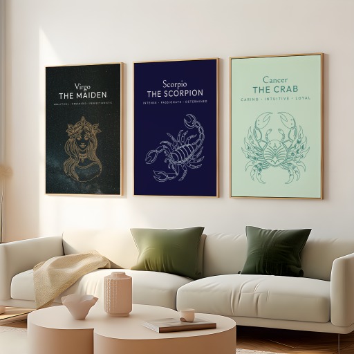 Scorpio in Fine Line Print - Custom Zodiac Sign Poster 8