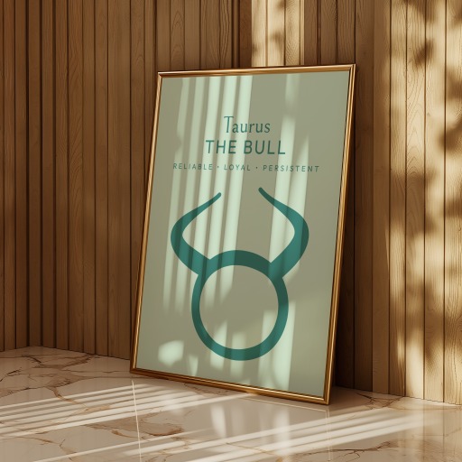 Taurus in Wavy Paintbrush Print - Custom Zodiac Sign Poster 11