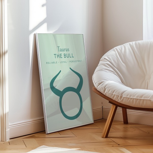 Taurus in Wavy Paintbrush Print - Custom Zodiac Sign Poster 9