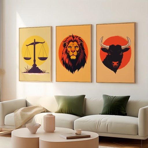 Leo in Vibrant Grunge Print - Custom Zodiac Sign Poster 8