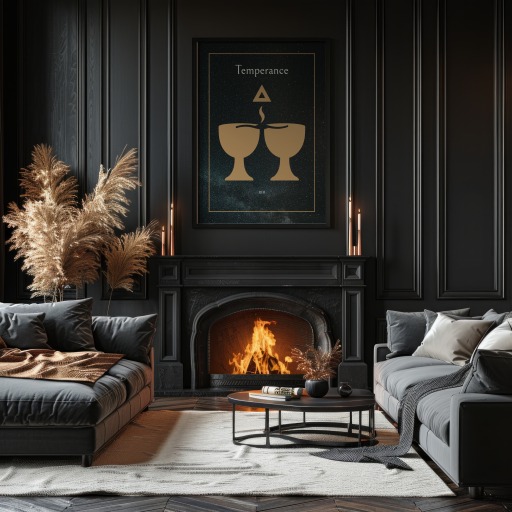 Temperance in Block Print - Custom Tarot Card Poster 11