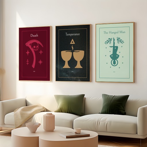 Temperance in Block Print - Custom Tarot Card Poster 8