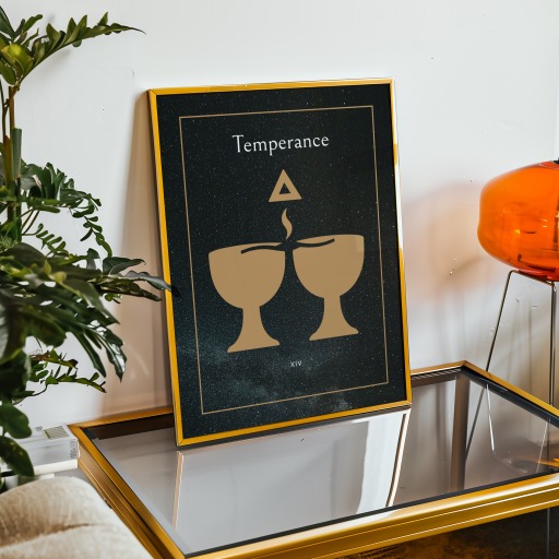 Temperance in Block Print - Custom Tarot Card Poster 9