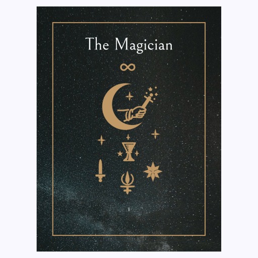 The Magician in Block Print - Custom Tarot Card Poster 6