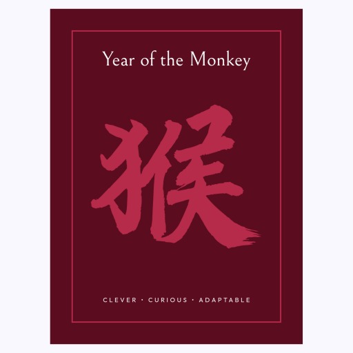 Monkey in Curvy Print - Custom Chinese Zodiac Poster 6