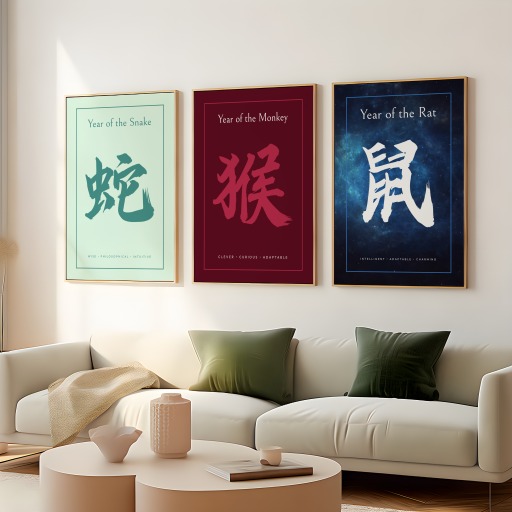 Monkey in Curvy Print - Custom Chinese Zodiac Poster 8