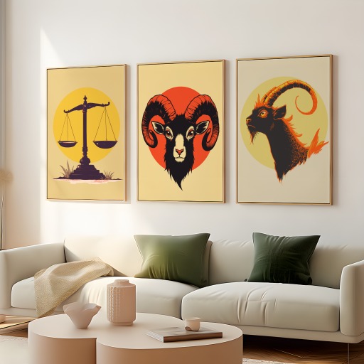 Aries in Vibrant Grunge Print - Custom Zodiac Sign Poster 7