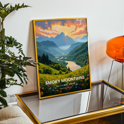 Smoky Mountains National Park Travel Print - Vintage Travel Art Poster 9