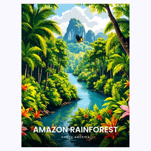 Amazon Rainforest Travel Print - Vintage Travel Art Poster 6