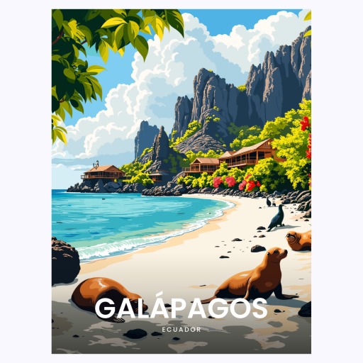 Galápagos Islands Travel Print - Vintage Travel Art Poster 6