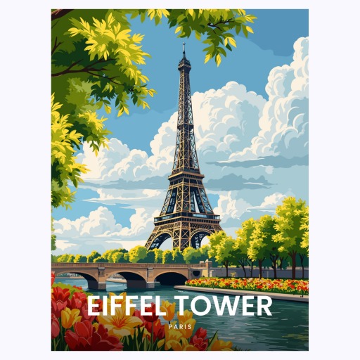 Eiffel Tower Travel Print - Vintage Travel Art Poster 6