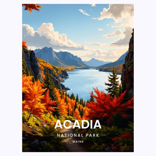 Acadia National Park Travel Print - Vintage Travel Art Poster 6