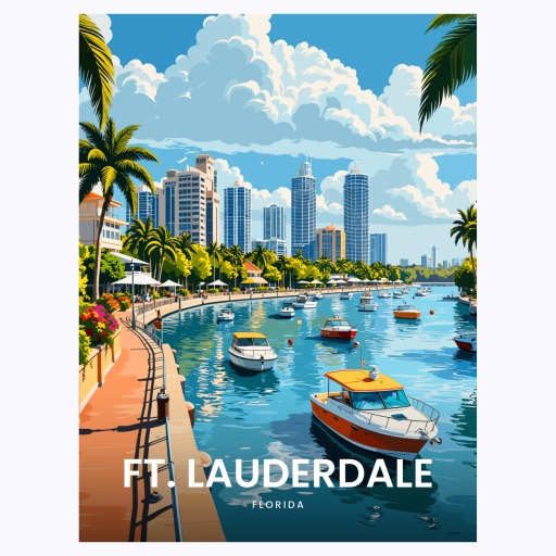 Ft. Lauderdale Travel Print - Vintage Travel Art Poster 6