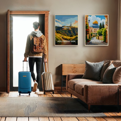 Hollywood Sign Travel Print - Vintage Travel Art Poster 11