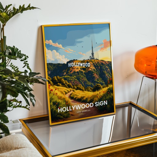 Hollywood Sign Travel Print - Vintage Travel Art Poster 9