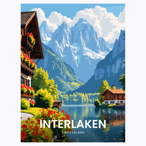 Interlaken Travel Print - Vintage Travel Art Poster 6