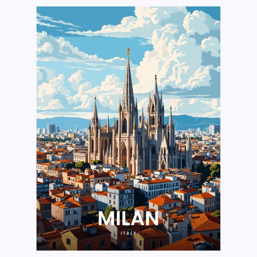 Milan Travel Print - Vintage Travel Art Poster 6