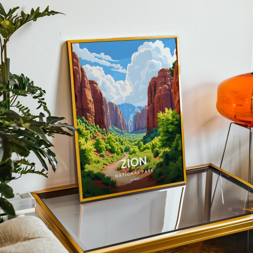Zion National Park Travel Print - Vintage Travel Art Poster 9