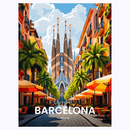 Barcelona Travel Print - Vintage Travel Art Poster 6