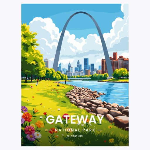 Gateway Arch National Park Travel Print - Vintage Travel Art Poster 6