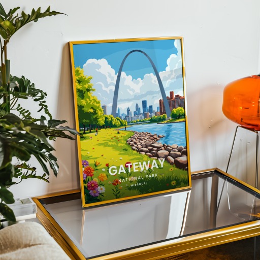 Gateway Arch National Park Travel Print - Vintage Travel Art Poster 9