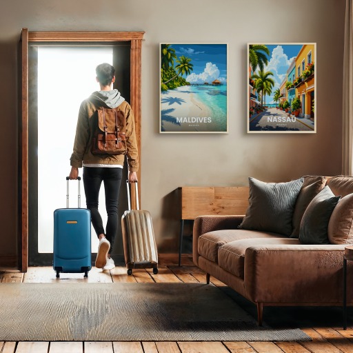 Maldives Travel Print - Vintage Travel Art Poster 11