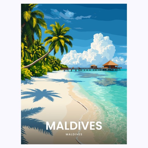 Maldives Travel Print - Vintage Travel Art Poster 6