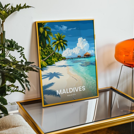 Maldives Travel Print - Vintage Travel Art Poster 9