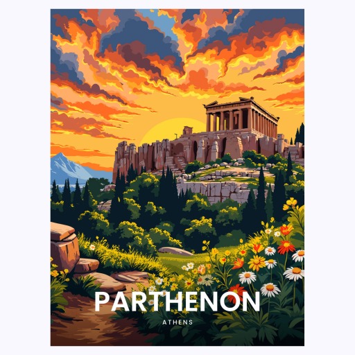 Parthenon Travel Print - Vintage Travel Art Poster 6