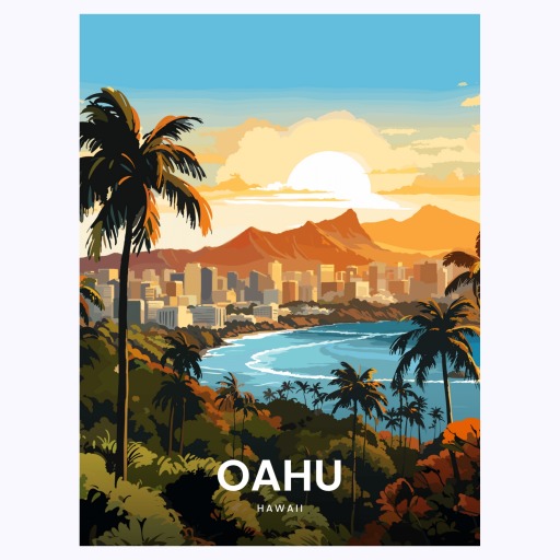 Oahu Travel Print - Vintage Travel Art Poster 6