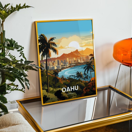 Oahu Travel Print - Vintage Travel Art Poster 9