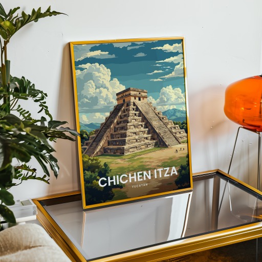 Chichen Itza Travel Print - Vintage Travel Art Poster  9