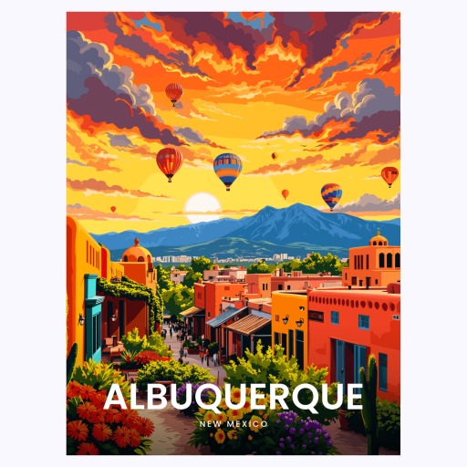 Albuquerque Travel Print - Vintage Travel Art Poster 6