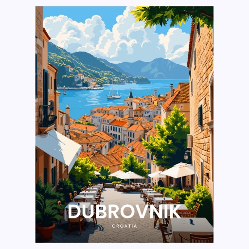 Dubrovnik Travel Print - Vintage Travel Art Poster 6