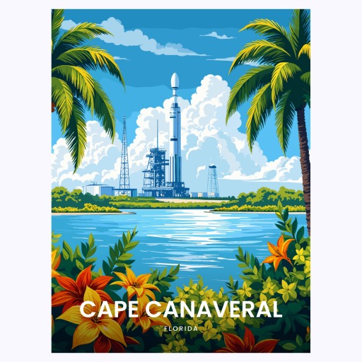 Cape Canaveral Travel Print - Vintage Travel Art Poster 6